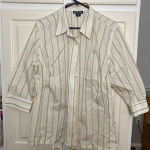 Lands End Pinstripes Button Up Blouse - Size 20W Regular